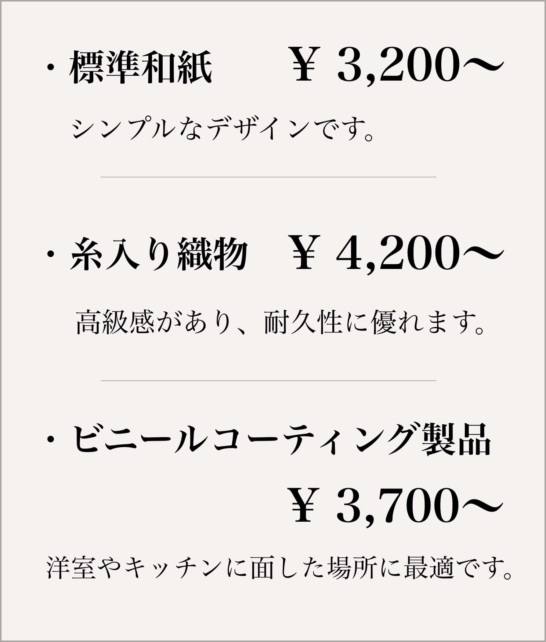 襖張り替えの料金表スマホ版